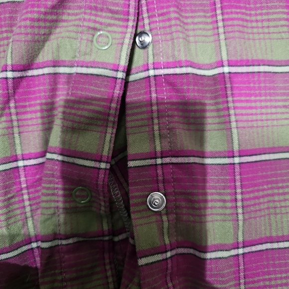 Burton dryride pink olive green plaid blitz flannel snap button top Large - Picture 3 of 6
